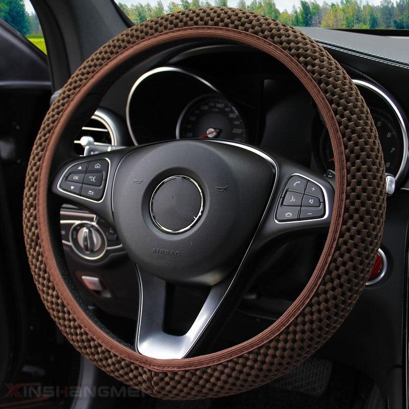 Universal Ice Silk Steering Wheel Cover Wear-resistant Anti-slip Car Accessories Microfiber Breathable Ice Silk Steering Wheel Cover Gear Handbrake Breathable Anti-Slip Warm Steering Wheel Cover Winter Cool Summer Cover Interior