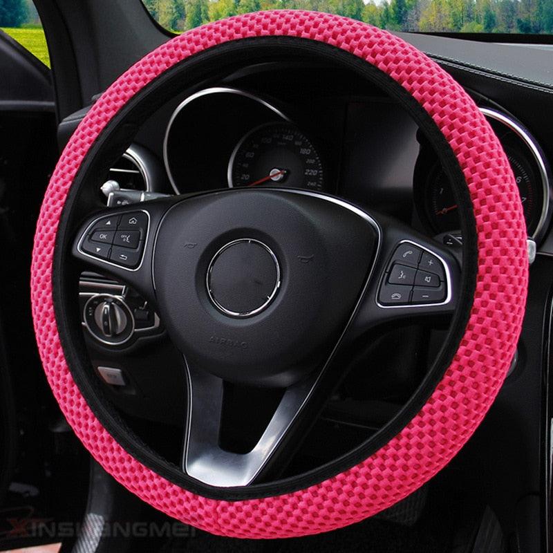 Universal Ice Silk Steering Wheel Cover Wear-resistant Anti-slip Car Accessories Microfiber Breathable Ice Silk Steering Wheel Cover Gear Handbrake Breathable Anti-Slip Warm Steering Wheel Cover Winter Cool Summer Cover Interior