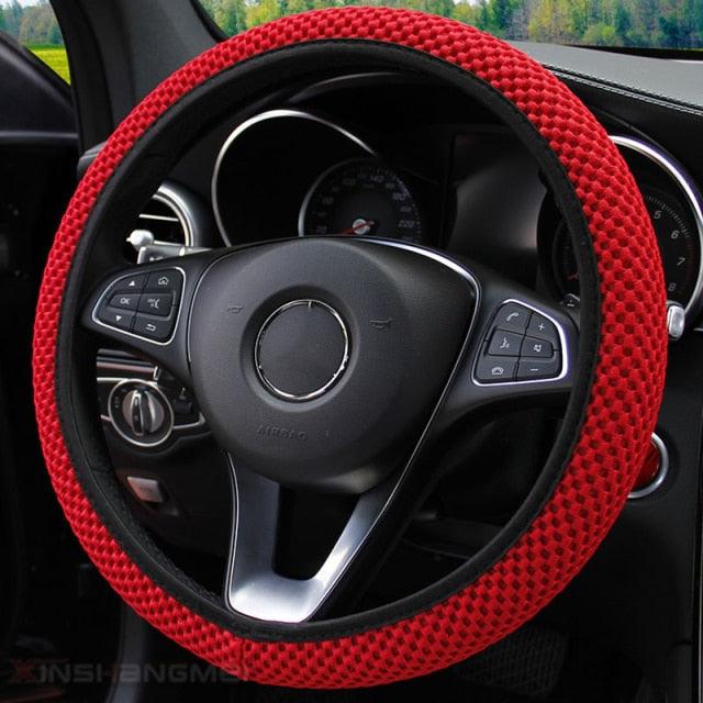 Universal Ice Silk Steering Wheel Cover Wear-resistant Anti-slip Car Accessories Microfiber Breathable Ice Silk Steering Wheel Cover Gear Handbrake Breathable Anti-Slip Warm Steering Wheel Cover Winter Cool Summer Cover Interior