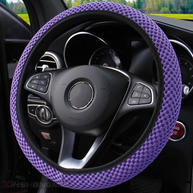 Universal Ice Silk Steering Wheel Cover Wear-resistant Anti-slip Car Accessories Microfiber Breathable Ice Silk Steering Wheel Cover Gear Handbrake Breathable Anti-Slip Warm Steering Wheel Cover Winter Cool Summer Cover Interior
