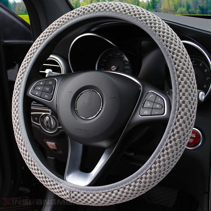 Universal Ice Silk Steering Wheel Cover Wear-resistant Anti-slip Car Accessories Microfiber Breathable Ice Silk Steering Wheel Cover Gear Handbrake Breathable Anti-Slip Warm Steering Wheel Cover Winter Cool Summer Cover Interior