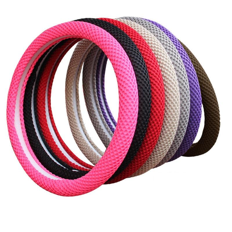 Universal Ice Silk Steering Wheel Cover Wear-resistant Anti-slip Car Accessories Microfiber Breathable Ice Silk Steering Wheel Cover Gear Handbrake Breathable Anti-Slip Warm Steering Wheel Cover Winter Cool Summer Cover Interior