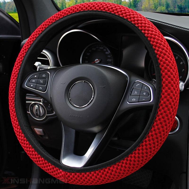 Universal Ice Silk Steering Wheel Cover Wear-resistant Anti-slip Car Accessories Microfiber Breathable Ice Silk Steering Wheel Cover Gear Handbrake Breathable Anti-Slip Warm Steering Wheel Cover Winter Cool Summer Cover Interior