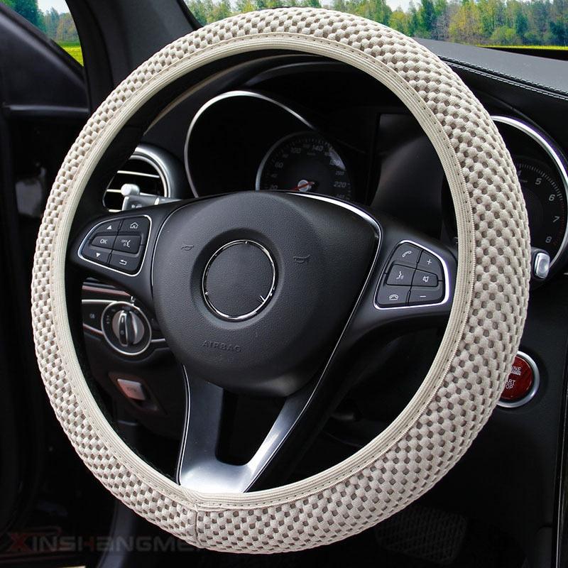 Universal Ice Silk Steering Wheel Cover Wear-resistant Anti-slip Car Accessories Microfiber Breathable Ice Silk Steering Wheel Cover Gear Handbrake Breathable Anti-Slip Warm Steering Wheel Cover Winter Cool Summer Cover Interior