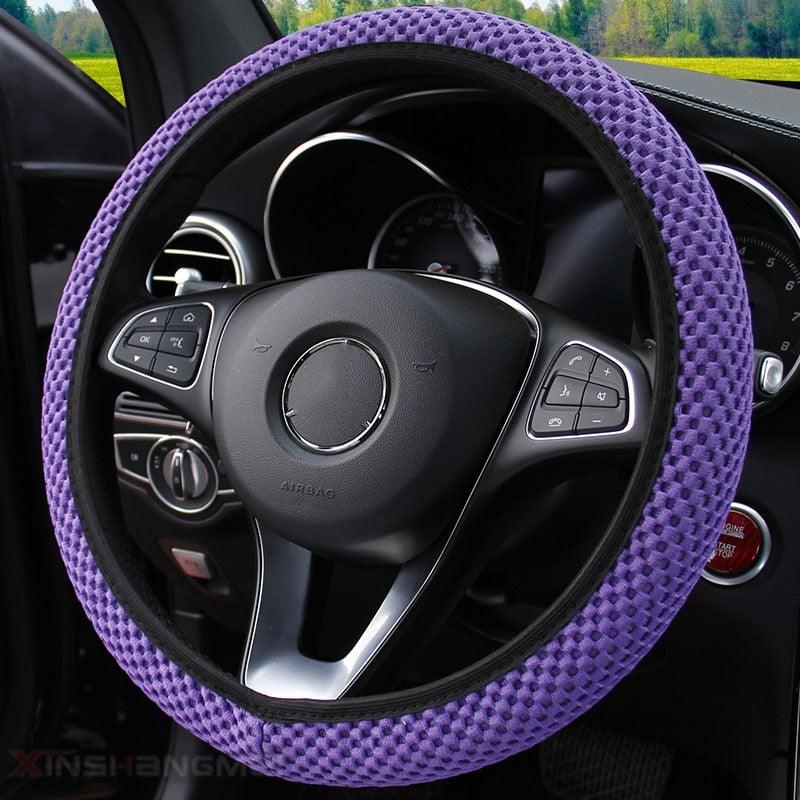 Universal Ice Silk Steering Wheel Cover Wear-resistant Anti-slip Car Accessories Microfiber Breathable Ice Silk Steering Wheel Cover Gear Handbrake Breathable Anti-Slip Warm Steering Wheel Cover Winter Cool Summer Cover Interior