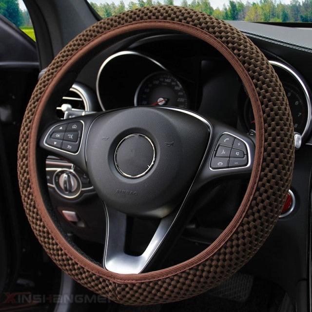 Universal Ice Silk Steering Wheel Cover Wear-resistant Anti-slip Car Accessories Microfiber Breathable Ice Silk Steering Wheel Cover Gear Handbrake Breathable Anti-Slip Warm Steering Wheel Cover Winter Cool Summer Cover Interior