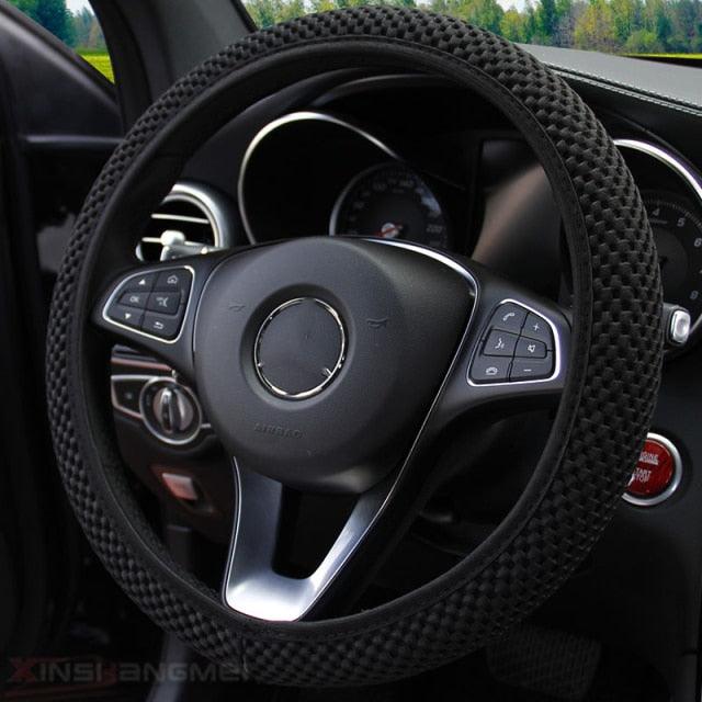 Universal Ice Silk Steering Wheel Cover Wear-resistant Anti-slip Car Accessories Microfiber Breathable Ice Silk Steering Wheel Cover Gear Handbrake Breathable Anti-Slip Warm Steering Wheel Cover Winter Cool Summer Cover Interior
