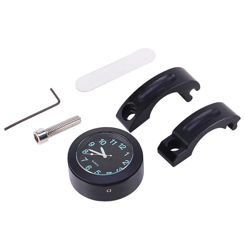 Universal Waterproof Motorbike Clock Night Light Motorcycle Handlebar Mount Clock Watch Dial Bike Handlebar Clock Watch Motorcycle Handlebar Mount Watch Clock Set with Anti-Skid Pad Wrench Universal Waterproof Black