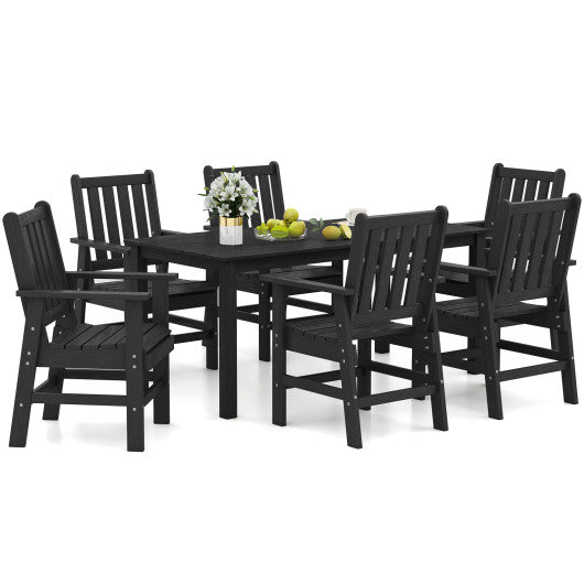 7 Pieces Patio Dining Set Outdoor HDPE Weather Resistant Table and Chairs Set-Black
