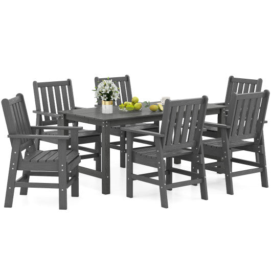 7 Pieces Patio Dining Set Outdoor HDPE Weather Resistant Table and Chairs Set-Grey