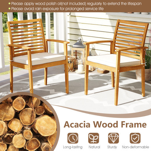Acacia Wood 7-Piece Patio Dining Set with Umbrella Hole