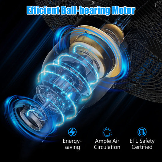 16 Inch Pedestal Standing Fan with 3 Speeds and Adjustable Height Black