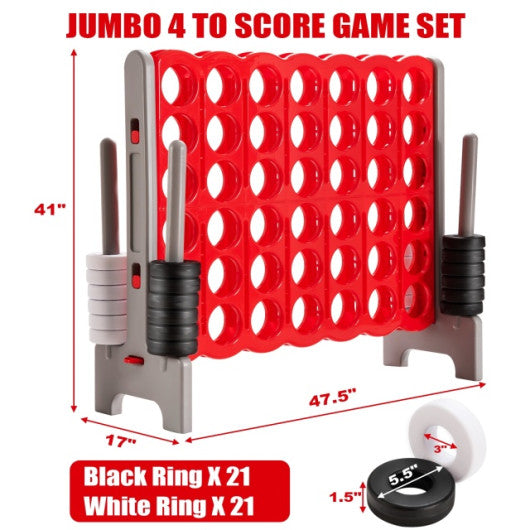 3.5 Feet Tall Jumbo 4 to Score Chess Game Set for kids and Adults Red