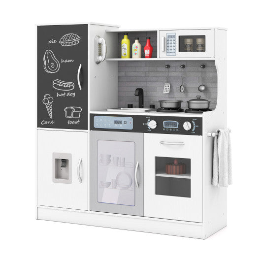 Pretend Play Kitchen with Utensils for Kids Aged 3+-Silver