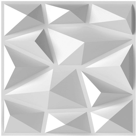 50-Pack 3D Wall Panels PVC Interior Wall Decoration with Diamond Accent-White
