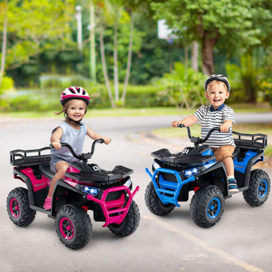 24V Kids Ride on Electric ATV Quad Car with Realistic Sounds and  LED Lights-Navy