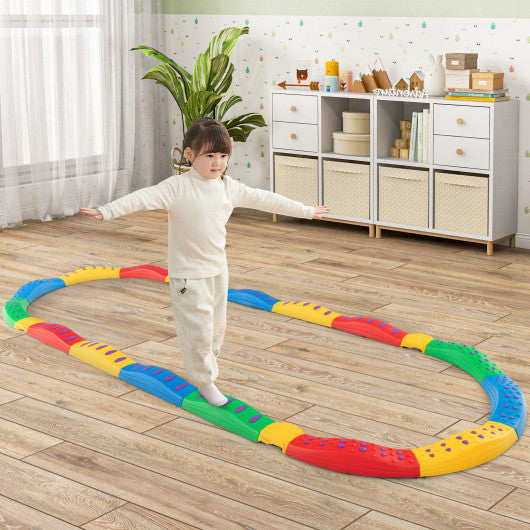 Colorful Kids Wavy Balance Beam with Textured Surface and Non-slip Foot Pads-Multicolor