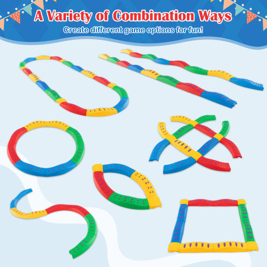 Colorful Kids Wavy Balance Beam with Textured Surface and Non-slip Foot Pads-Multicolor