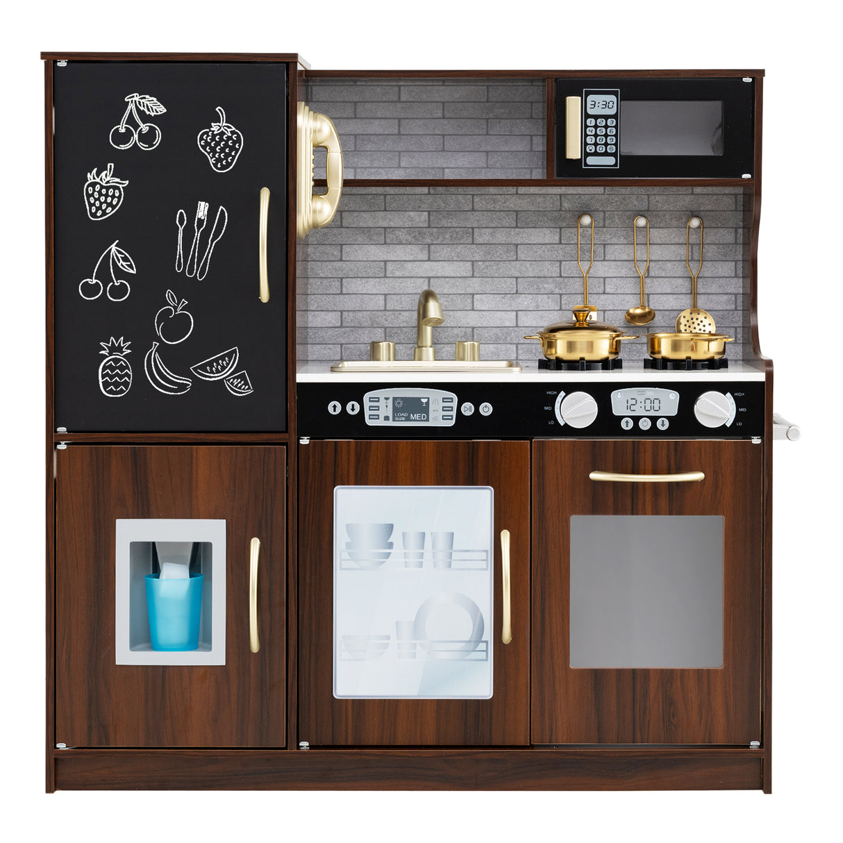 Toddler Pretend Play Kitchen for Boys and Girls 3-6 Years Old-Brown