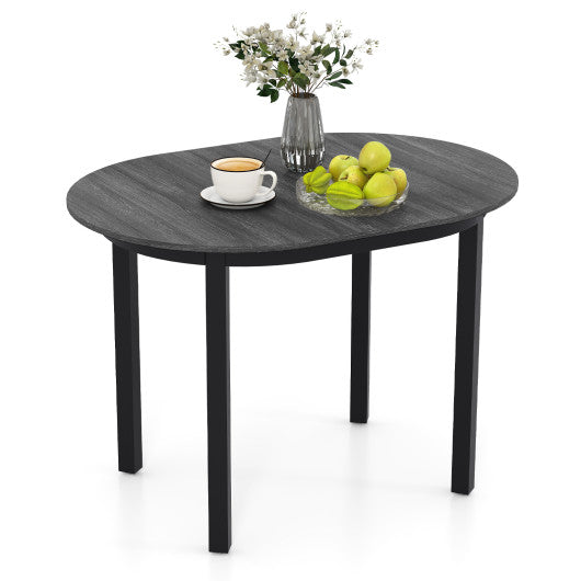 43 Inch Wooden Dining Table with Rubber Wood Legs for 2-4 People-Black