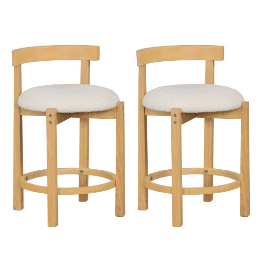 24 Inch Teddy Velvet Upholstered Counter Height Bar Stools with Backrests and Footrests-Set of 2