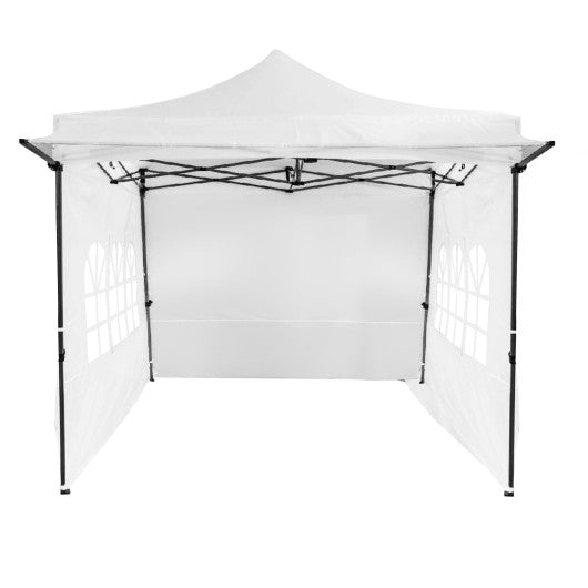 10 x 10 FT Pop up Canopy Tent with Sidewalls and Awning for Party Picnic Event-White