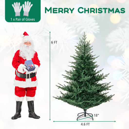 Artificial Christmas Tree with Branch Tips and Warm White LED Lights-6 Feet