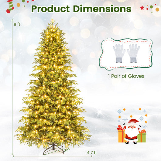 Artificial Christmas Tree with LED Lights and PVC Mixed Branch Tips-8 Feet