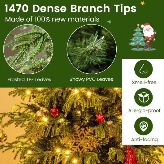 Artificial Christmas Tree with Branch Tips and Warm White LED Lights-6 Feet