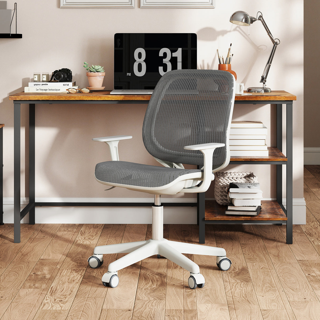 Swivel Mesh Children Computer Chair with Adjustable Height-Gray