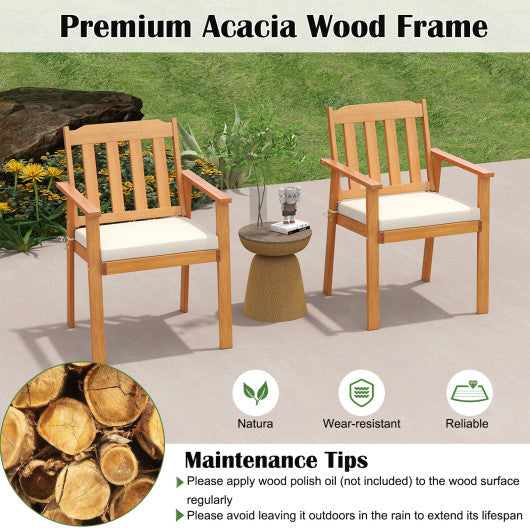 7 Pieces Patio Dining Table Set 63 Rectangle Table and 6 Acacia Wood Armchairs