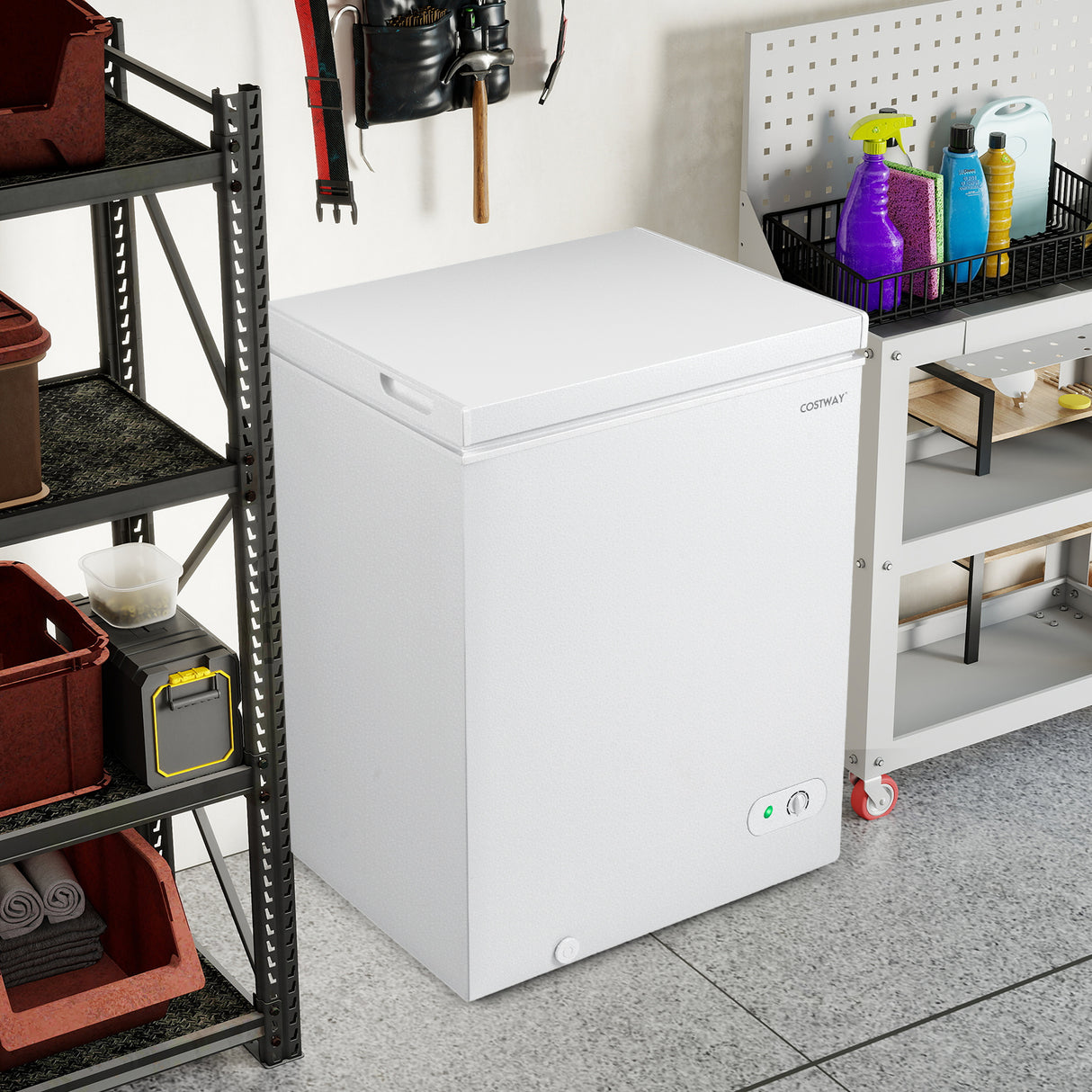 141 L/5 Cu.Ft Compact Chest Freezer with 7-Gear Adjustable Temperature-White