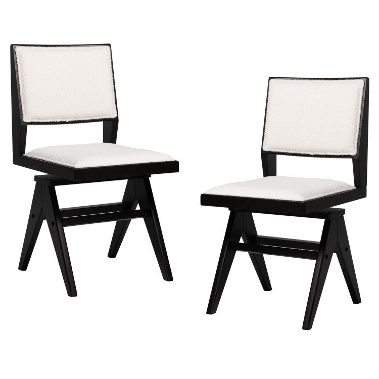 3-Piece Mid-Century Dining Set with 36” Round Pedestal Table and 2 Swivel Sherpa Upholstered Chairs