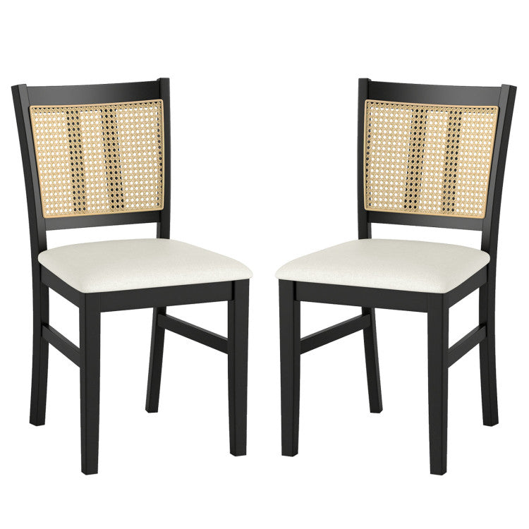 3-Piece Mid-Century Dining Set with 36” Round Pedestal Table and 2 Farmhouse Rattan Dining Chairs