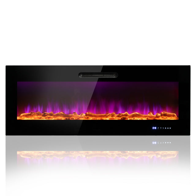 Ultimate Holiday Décor Suite: Pre-Lit Snow Flocked Christmas Tree & 50" Recessed Electric Fireplace Set