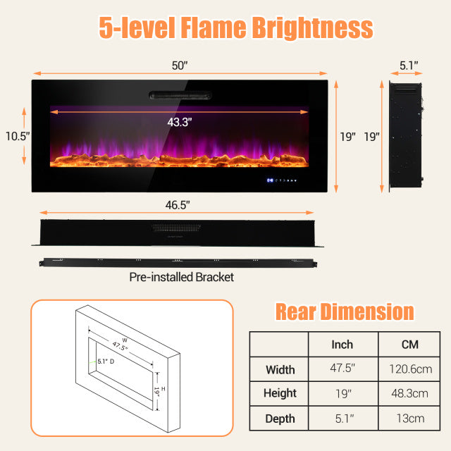 Ultimate Holiday Décor Suite: Pre-Lit Snow Flocked Christmas Tree & 50" Recessed Electric Fireplace Set