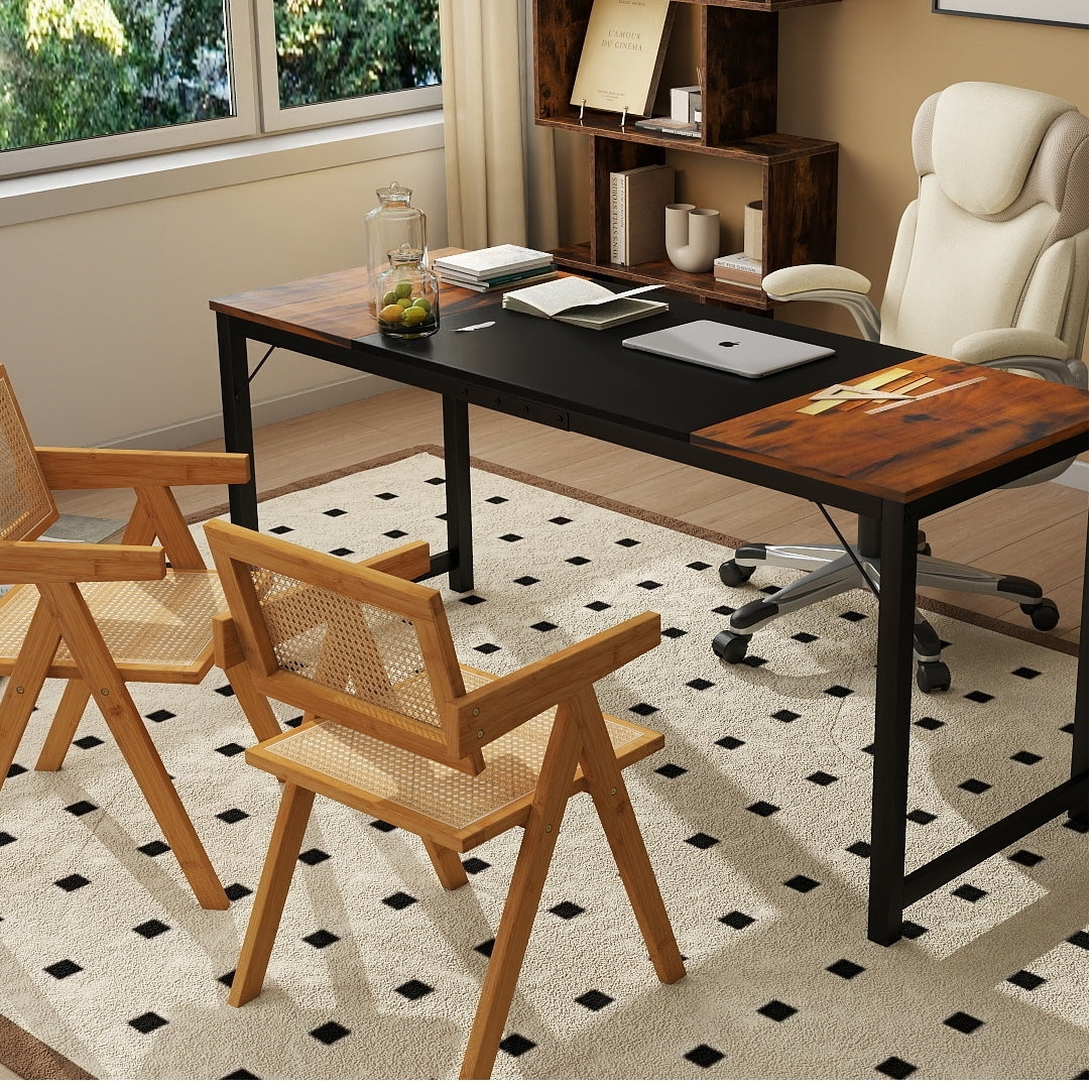 All-in-One Home Office Furniture Bundle – Ergonomic Chair Spacious Desk Multi-Drawer Cart Bookshelf & Accent Chairs