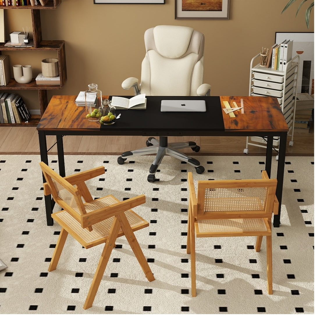 All-in-One Home Office Furniture Bundle – Ergonomic Chair Spacious Desk Multi-Drawer Cart Bookshelf & Accent Chairs
