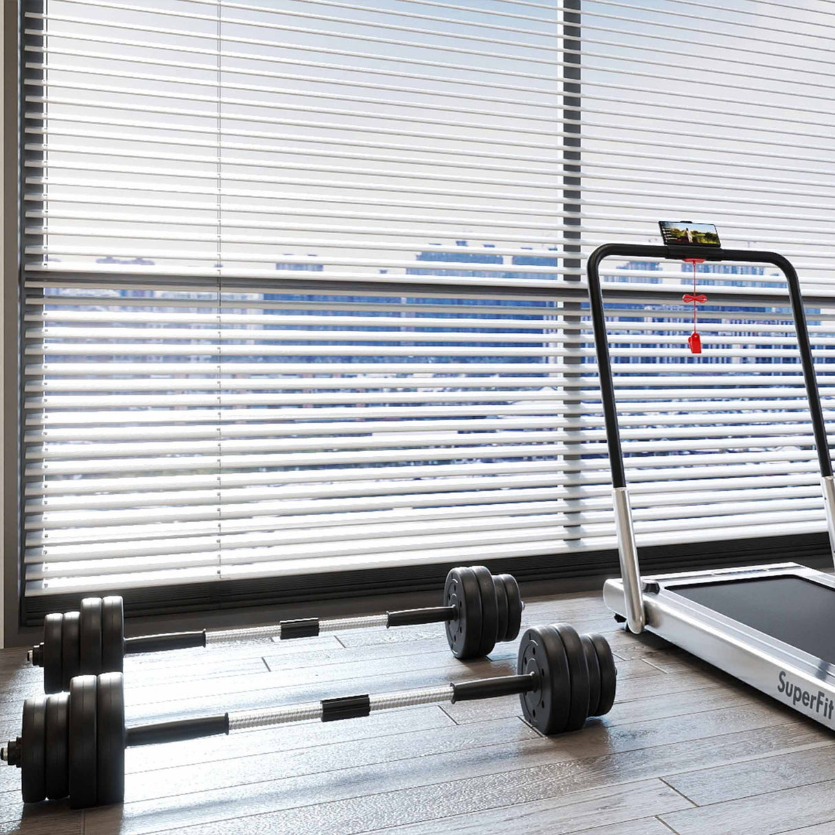 Fitness Room Set: Dumbbell Weight Set+3-in-1 3HP Folding Treadmill