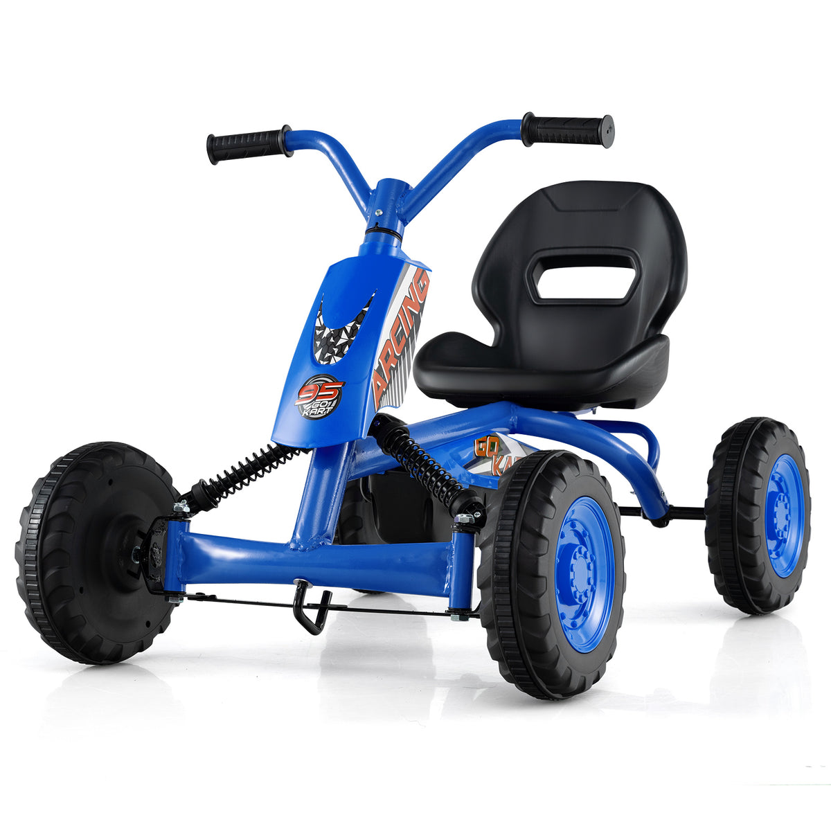 Go Kart for Kids 4 Wheel with Steering Handlebars and Adjustable Seat-Navy