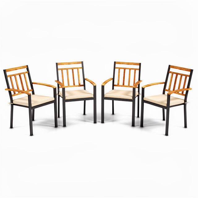 63 Inch Outdoor Dining Table & Set of 4 Patio Dining Chairs