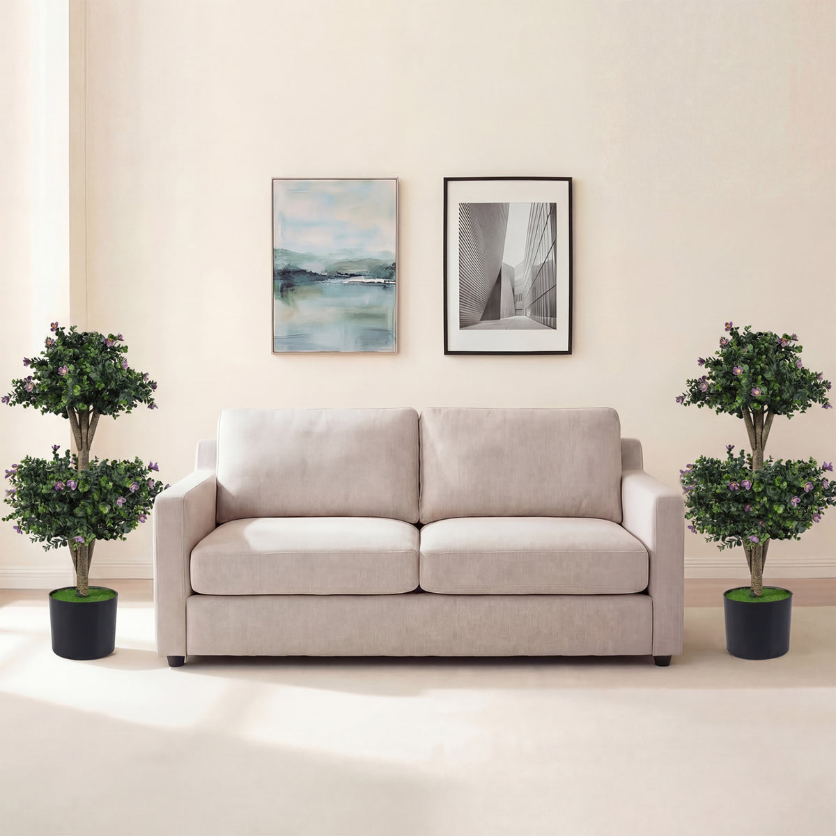 Set of 2 Faux Bush Plant with 41 Blossoms for Home