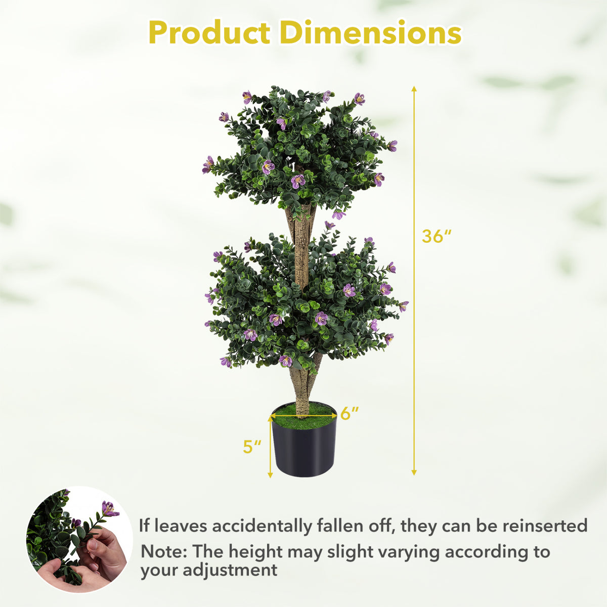 Set of 2 Faux Bush Plant with 41 Blossoms for Home