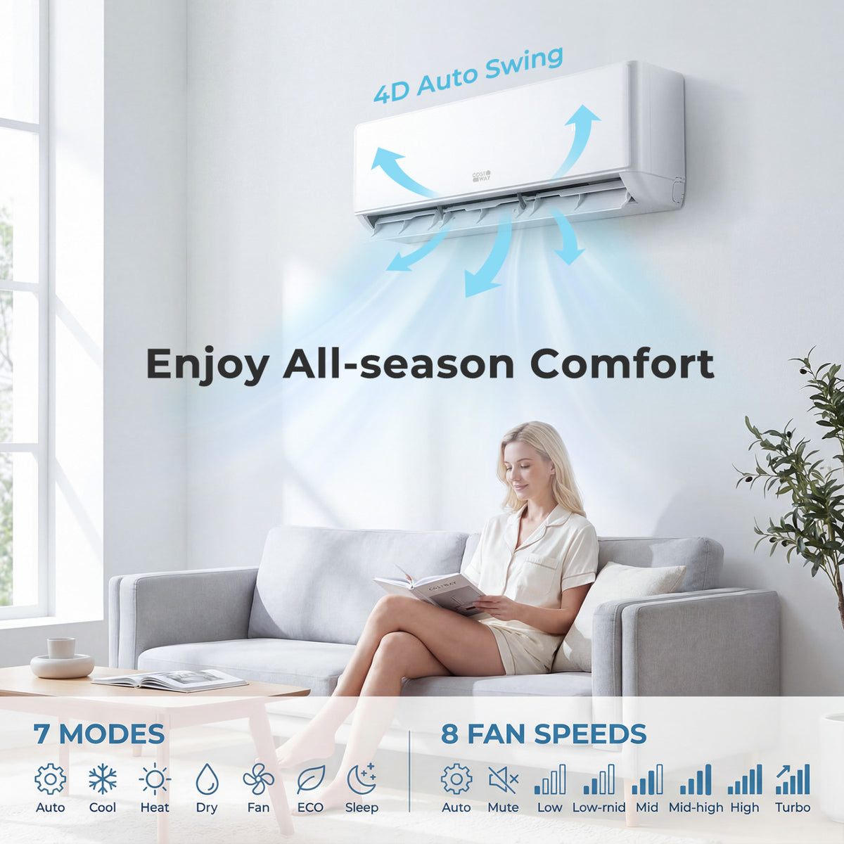 X-Pro 18000 BTU 2 Zone 24 SEER2 Mini Split AC with Heat Pump-9K + 12K