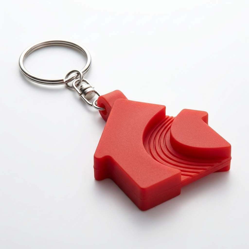 Cute Red House-Shaped Silicone Keychain with Key Ring