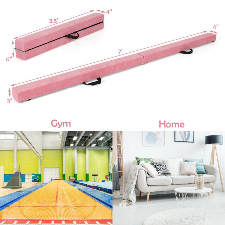 Folding Gymnastics Mat and Portable Floor Balance Beam Set