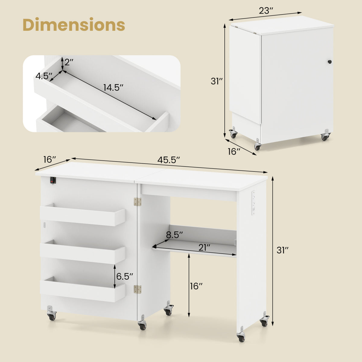 Sewing Machine and Table Set with Charging Station Folding Craft Desk and Beginner Sewing Machine