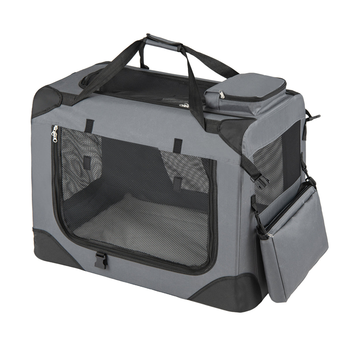 Collapsible Soft Dog Crate Travel Crate with Mesh Windows and 3 Doors-M