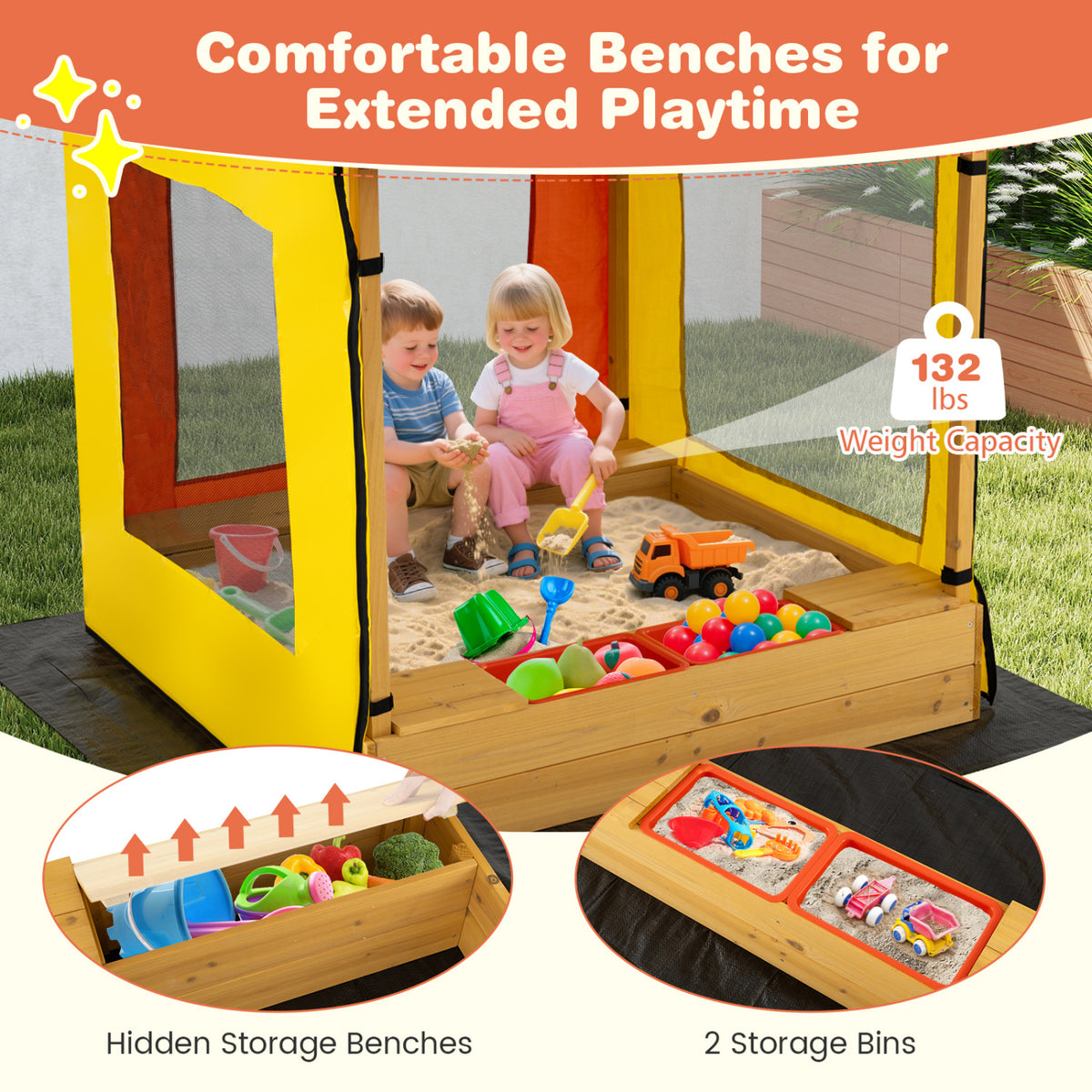 Ultimate Kids Outdoor Backyard Play Center: 3-in-1 Wooden Mud Kitchen & Picnic Table Set with Fully Covered Canopy Sandbox