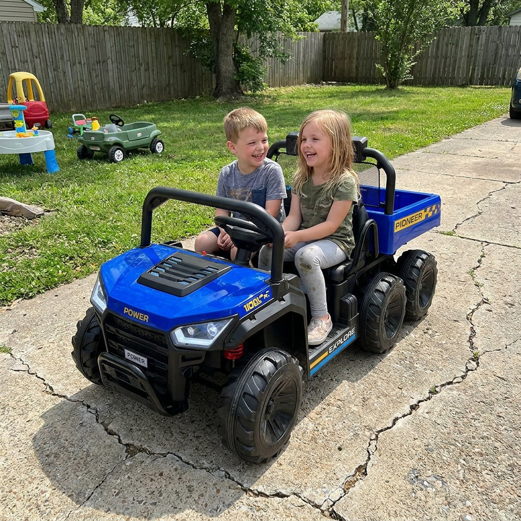 24V Kids Ride on Dump Truck with Electric Dump Bed 2-Seater 4WD